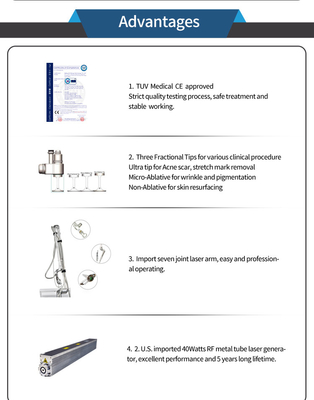 Máquina de revitalização da pele a laser de CO2 fracionada 50W para tratamento de acne / remoção de cicatrizes