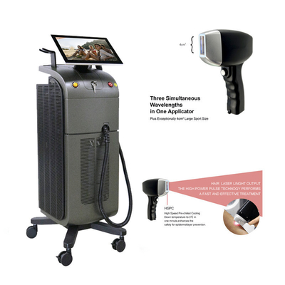 Máquina de remoção de cabelo a laser de 3 ondas 808nm 1064nm 755nm para mulheres