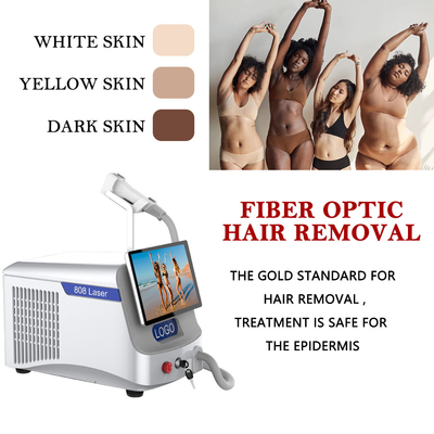 Máquina de remoção de pelos a laser de fibra fria de 808nm 14*14mm 7*7mm Tamanho da mancha