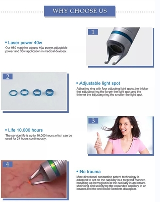 Máquina de laser de diodo de 980nm profissional para remover veias de aranha / vascular