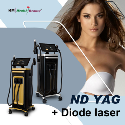 2 em 1 Máquina de Diodo a Laser Remover Tatuagens Portáteis e Estacionárias 810nm 808nm Q-Switched ND Yag Diode Laser 810nm
